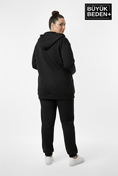 Superlife Women's Plus Size Zippered Hooded Unified Printed Sweatshirt Cardigan Spr26Bhrk924