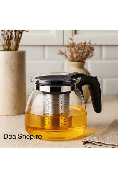 dealshopromania Fierbător cu infuzor, din sticlă termorezistentă, capacitate ...
