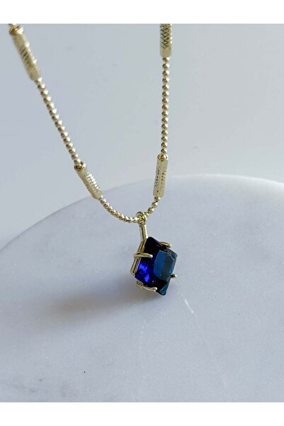 CHARMLUCKY Special Series Dark Blue Single Stone Necklace