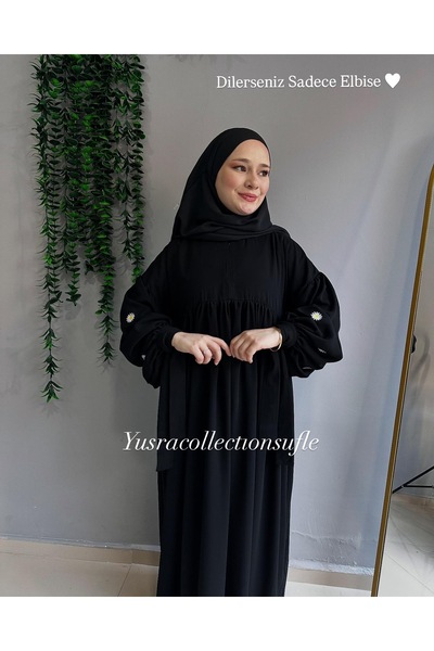 Yüsra Collection طقم فستان ليزا مطرز بالبابونج وتنورة قصيرة منفوشة مكون من قط...