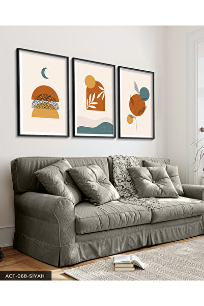 Evinemoda Apstraktna slika u crnom drvenom okviru, 3 dela