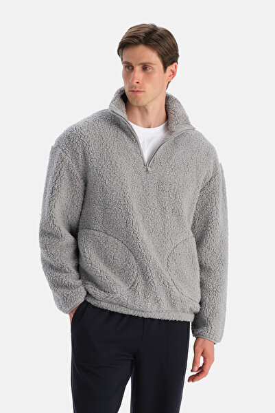 Dagi Light Gray Men's Half-Zip Sweatshirt