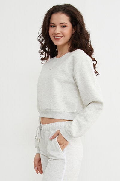 Fulla Moda 3 Thread Crop Sweatshirt with Heart Accessories