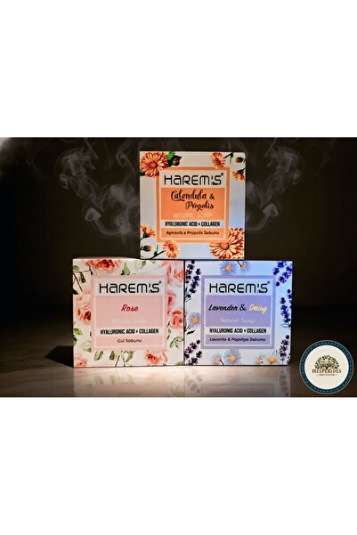 Perakende 3 عبوات صابون بالكولاجين والورد واللافندر والعكبر