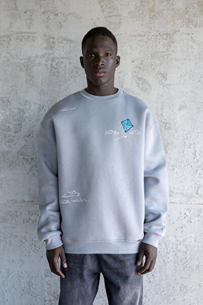 Machinist Kite Embroidered Sweat Blue-Smoke