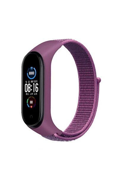 PHN MAG Curea fitness pentru Xiaomi Mi Band 3/4/5/6 - PHN Mag, velcro textil, rezistentă la apă (violet)