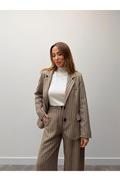 Maldia Shop Women's Retro Checkered Blazer Jacket