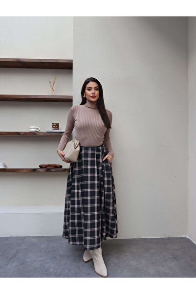 ESRAHELVACI Plaid Pattern Pocket Detail Flared Skirt