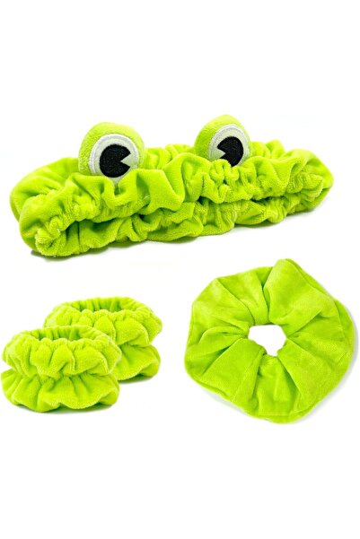 OSIRION My Novel Things - Set de bentiță, benzi pentru încheieturi și elastic de păr cu design drăguț în formă de broască (4 buc.)