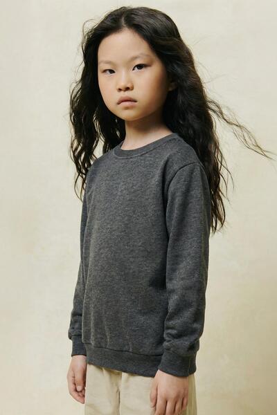 Perendi Unisex Kids 2-Piece Basic Crew Neck Sweatshirt Set – Black & Anthracite