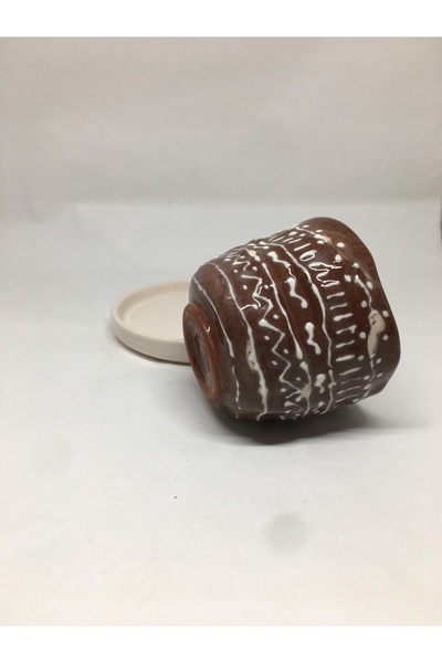 seramikanaz Brown Natural Patterned Handmade Ceramic Coffee Cup
