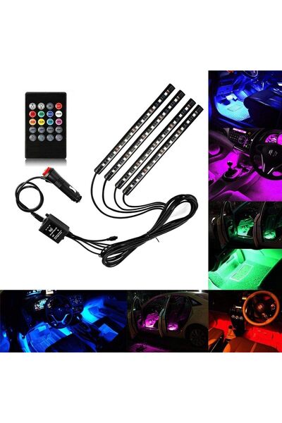 Generic Car Interior LED Light Strip Kit with Remote, RGB Music Sync, 12V