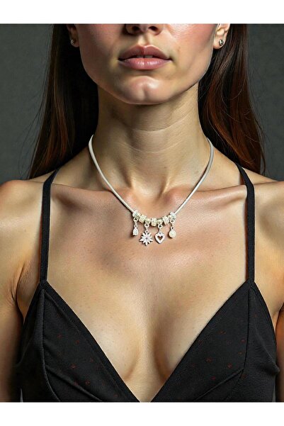 BRZ COLLECTION قلادة مزينة بتفاصيل جذابة – 40+7 سم قابلة للتعديل – ستانلس ستي...