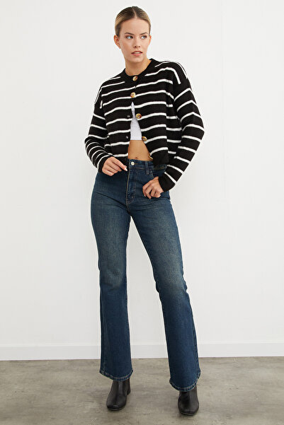 Fulla Moda Striped Buttoned Knitwear Cardigan