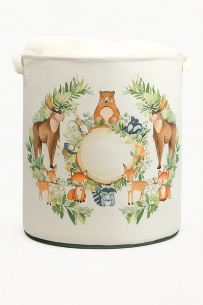 HomyJRs Zoo Printed Multi-Purpose Toy Storage Box Dirty Laundry Basket Folding Organizer Basket 37x40