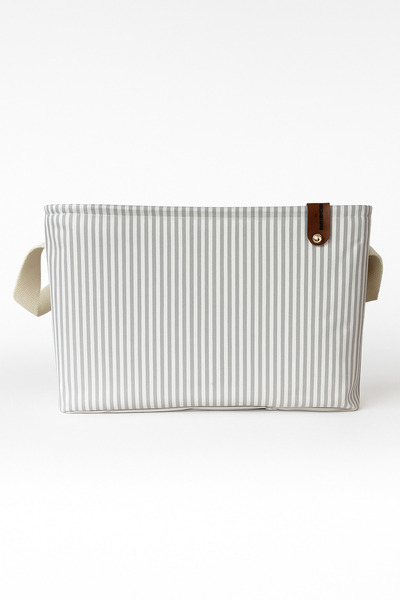 HomyJRs Gray Striped Multi-Purpose In-Cabinet Toy Storage Box Basket Organizer 18x22x30