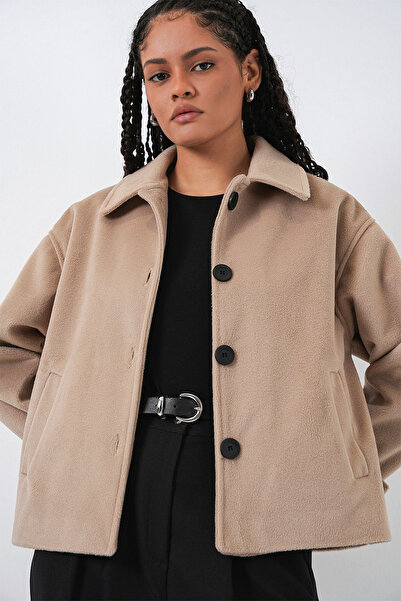 Bigdart Women's Short Cashmere Jacket 0724 - Biscuit