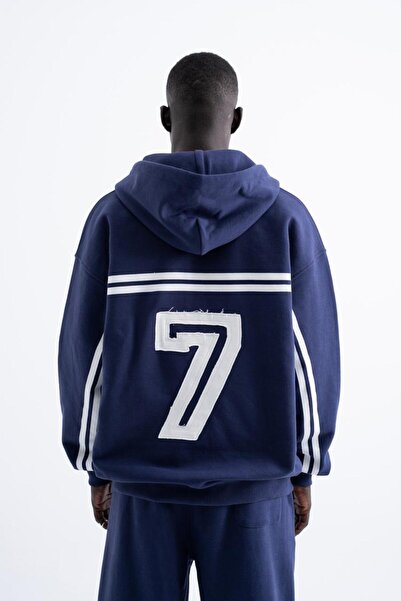 Machinist Ανδρικό φούτερ Social Mode με τύπωμα με φερμουάρ με κουκούλα Midnight Blue