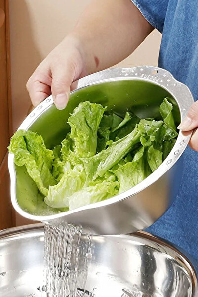 akdenizhome IVO-SZG403 Ivory Çelik Prinç Süzgeç – 304 Paslanmaz Çelik – Geniş...