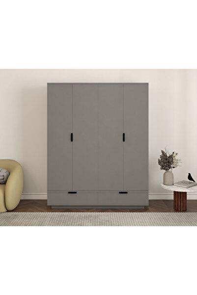satenhome Armi 4 Kapak 2 Çekmece METALİK GRİ Gardırop