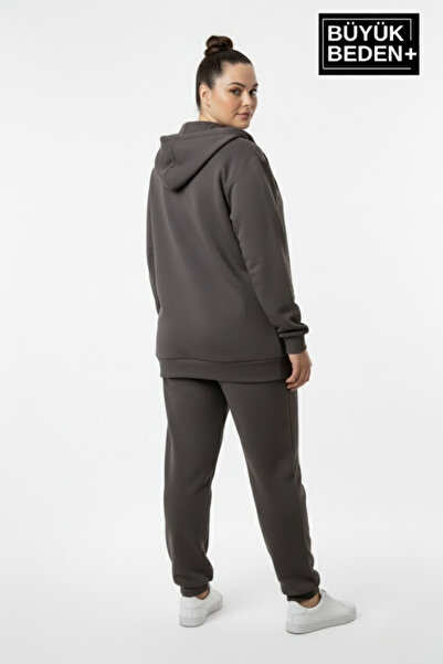 Superlife Women's Plus Size Hooded Zippered N Printed Sweatshirt Cardigan Spr26Bhrk922