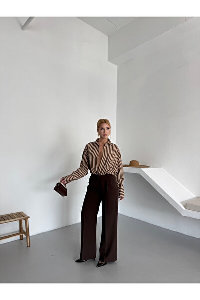 inmuse Brown Palazzo Trousers