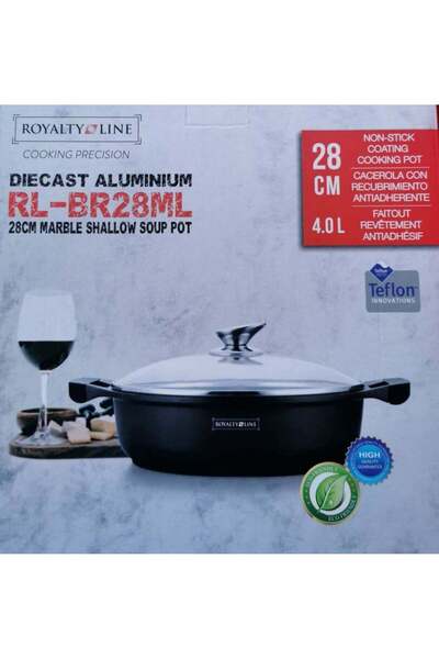 dealshopromania 4 liter marble coated saucepan with lid 28 cm RL-BR28ML Royal...