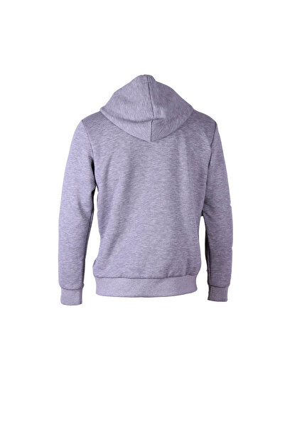 trender Hooded Full Zipper 3 Thread Gray Men's Sweatshirt 5466-1