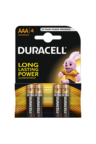 Duracell AAA LR03, Set 4 baterii alcaline, putere de lungă durată