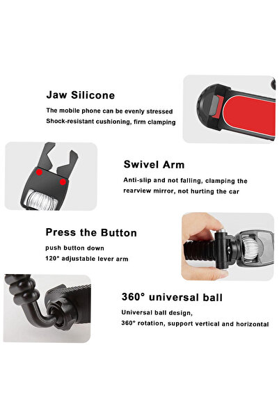 Generic Universal Rearview Mirror Phone Holder CJ-201 | 360° Adjustable Mount