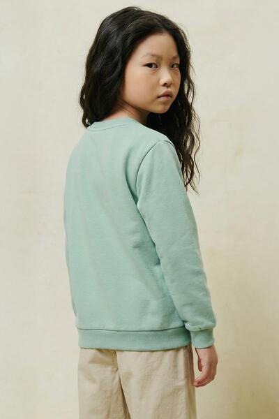 Perendi Unisex Kids 2-Piece Basic Crew Neck Sweatshirt Set – Mint & Green