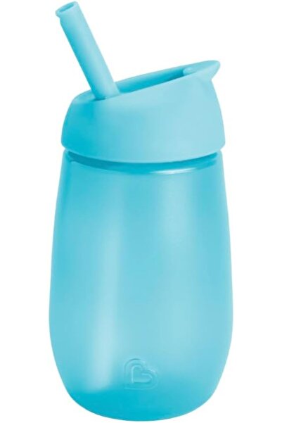 Munchkin كوب قش بسيط ونظيف، 10 أونصة، فردي - أزرق، سيليكون