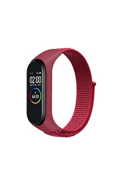 PHN MAG Fitness Band Strap for Xiaomi Mi Band 3/4/5/6 — Textile Velcro, Water-Resistant, Red