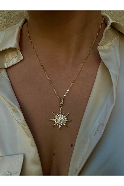 pop up store Zirkon Taşlı 14k Altın Renk Yıldız Kolye