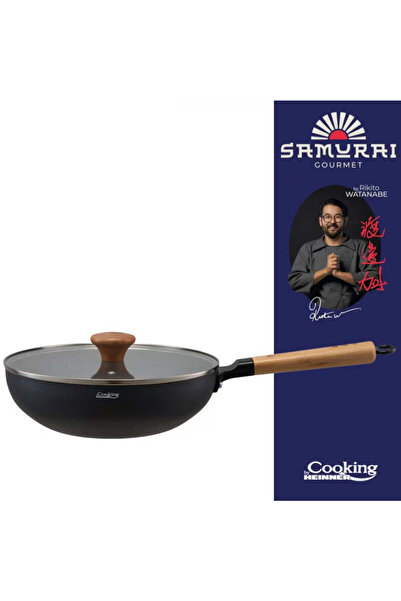 dealshopromania Tigaie wok Samurai Gourmet cu capac, înveliș ceramic, inducți...