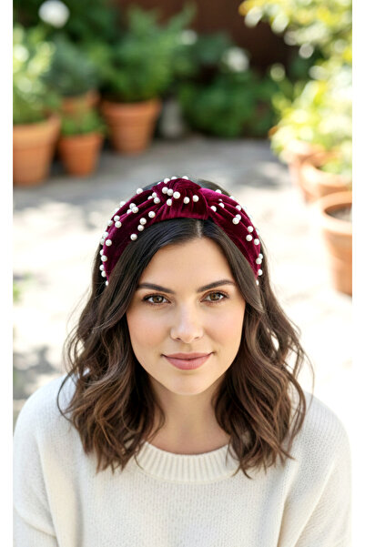 Mufincollection Βελούδινη κορώνα με λεπτομέρεια από μαργαριτάρια μπορντό