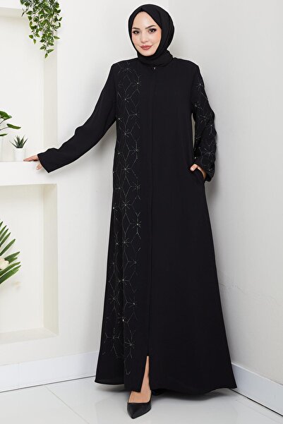 hafsamina Прихована напівкаменна фераса чорного кольору HM2860