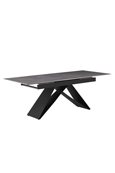DacEnergy Extendable dining table, concrete/black, 160-200x90 cm, MAJED