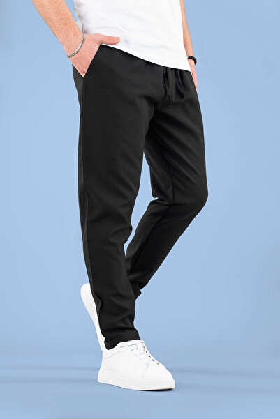 bombe Men's Jogger Pants Elastic Waist Drawstring Cotton Comfortable Boyfriend Pants Navy Blue