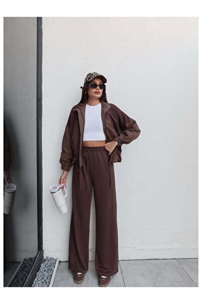 ESRAHELVACI συνδυασμός υφασμάτων Σετ αθλητικής φόρμας με κορδόνι στη μέση