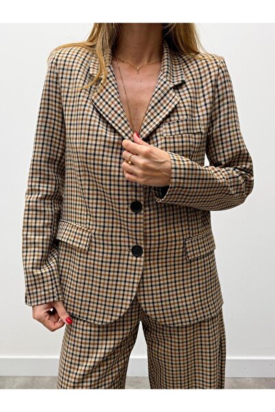 Maldia Shop Women's Retro Checkered Blazer Jacket