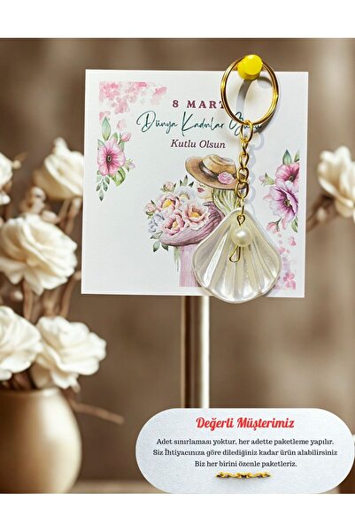 HEN GSM 20 adet istiridye anahtarlık kadınlar günü, 8 mart
