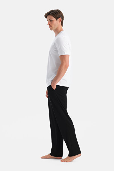Dagi Black Combed Cotton Modal Double Knitted Trousers