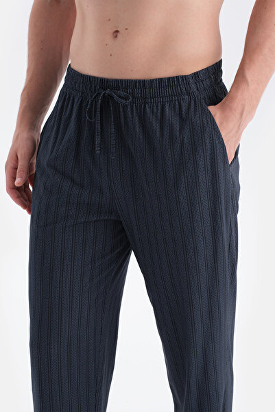 Dagi Navy Blue Cotton Modal Double Knitted Trousers