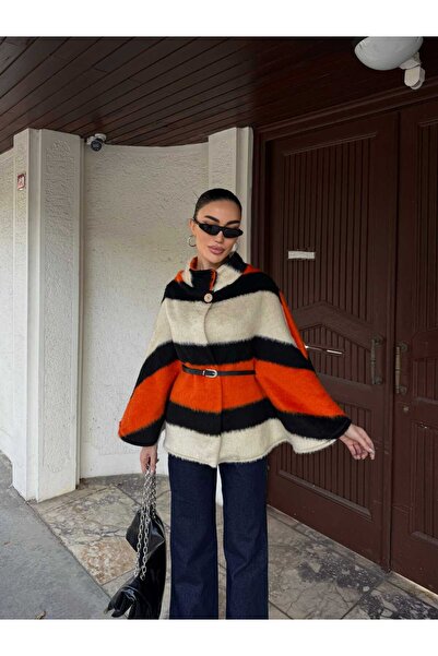 Cemre Life Νέο γυναικείο πανσό με υφή με ψάθινο ύφος και ψηλό γιακά