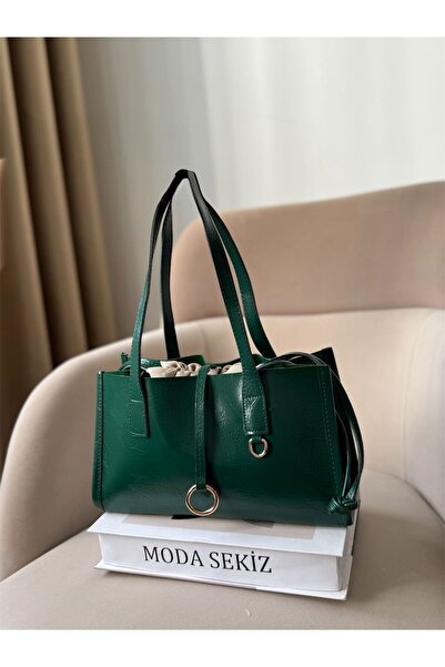 Moda Sekiz Women's Patent Leather Drawstring Shoulder Bag