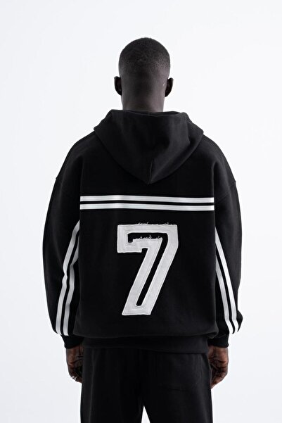 Machinist Ανδρικό φούτερ Social Mode με τύπωμα με φερμουάρ με κουκούλα Μαύρο