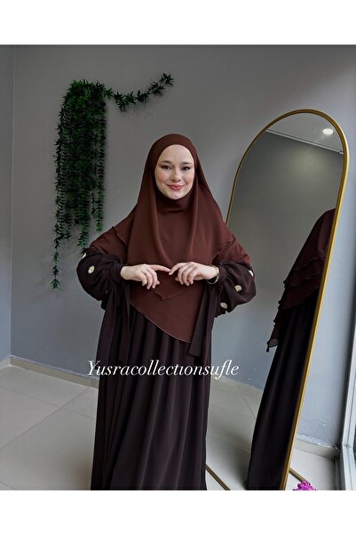 Yüsra Collection طقم فستان ليزا مطرز بالبابونج وتنورة قصيرة منفوشة مكون من قطعتين