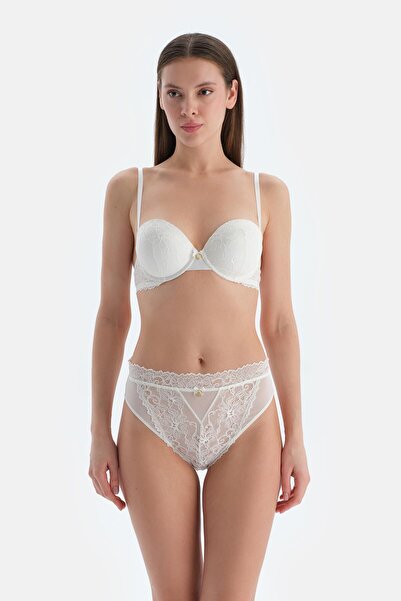 Dagi Σουτιέν με λευκή λεπτομέρεια αξεσουάρ με δαντέλα με πλήρη επένδυση