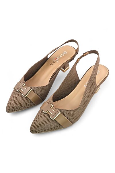 Sunrise Texture Ankle strap pointed closed toe block heel